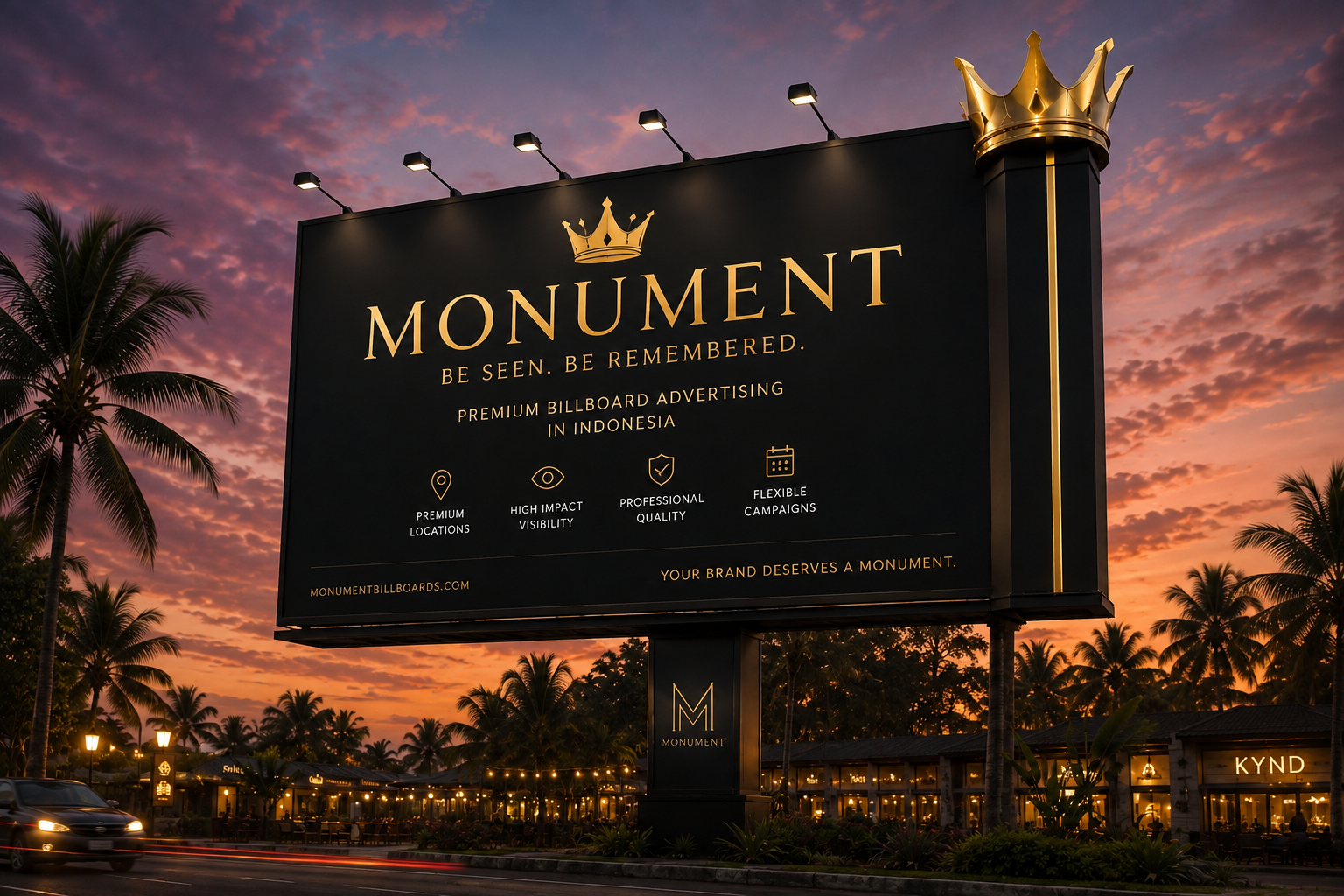 MONUMENT premium billboard at dusk